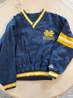 Youth Genuine Stuff Collegiate Michigan Navy & Yellow Pullover Windbreaker 10-12